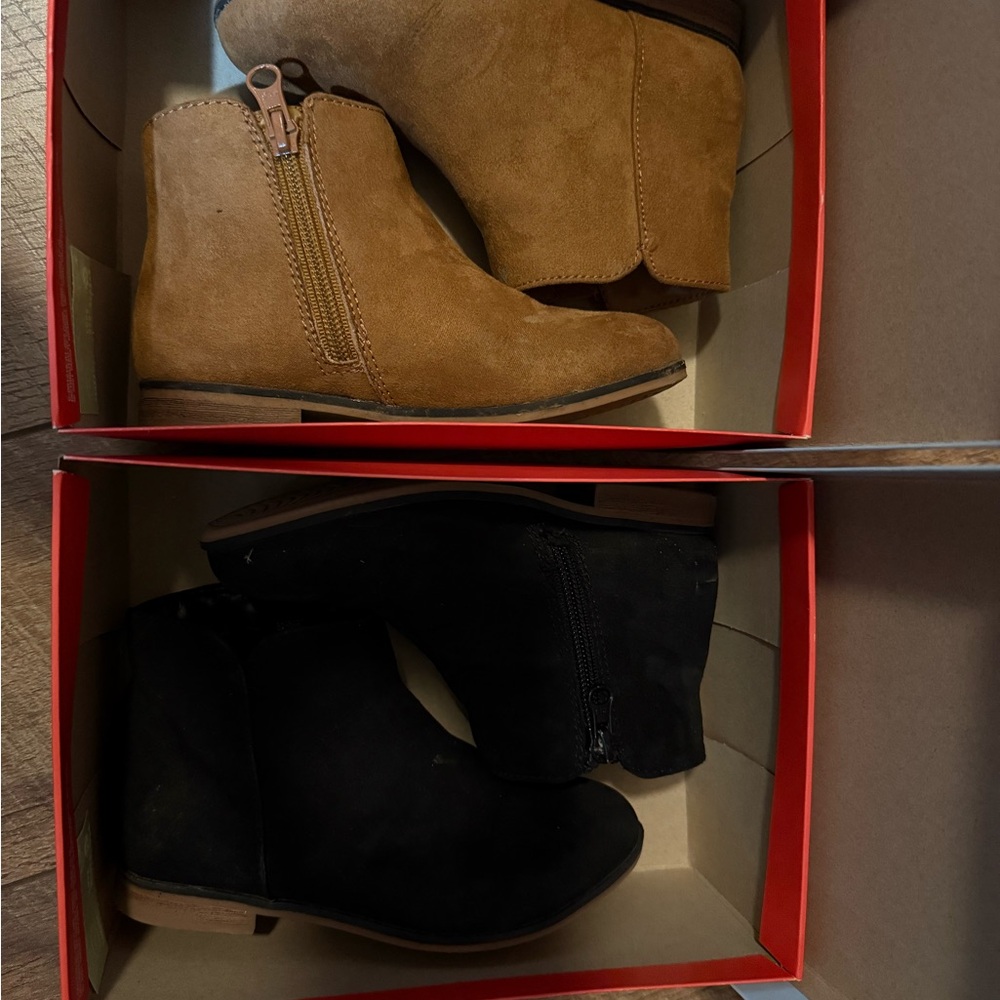 Suede Ankle Boots - Tan and Black